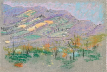 Paesaggio con montagne viola dal libro di A.B. Davies, edizione -50, 50